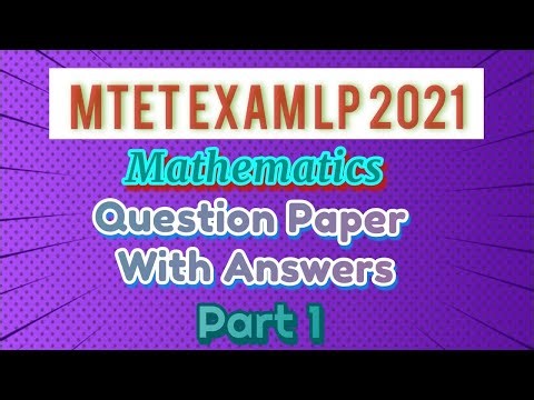 MTET Exam LP 2021|| Mathematics||Question Paper With Answers||