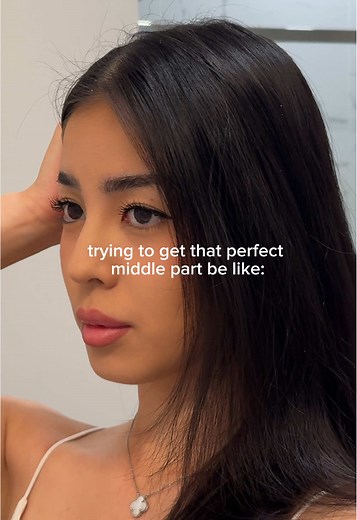 Getting the perfect middle part is essential >> #hairstyleinspo #hairstyle #hairstyletutorial #middlepart