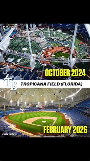 The Trop is BACK ❤️ The Rays played at a Spring Training stadium all of last season due to the destruction to Tropicana Field caused by Hurricane Milton. | Tampa Bay Buccaneers on CBS Sports