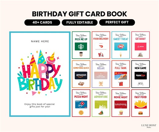 Personalized Birthday Gift Card Book | Printable DIY Gift (canva Template) - Etsy