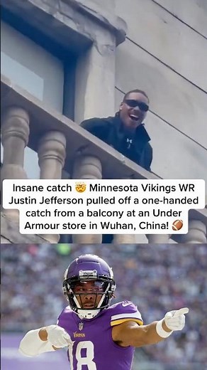 Insane catch! Vikings WR Justin Jefferson one-handed catch #football at Under Armour China中国武漢 #nfl