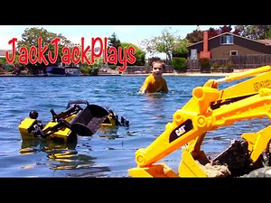 Construction Trucks for Kids | Toy Excavators Bulldozer Beach Play! | Cute Dog | JackJackPlays