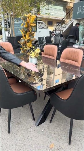 Modern 6 Seater Dining Table | Wooden X Frame with Glossy Top #diningtable #modernfurniture