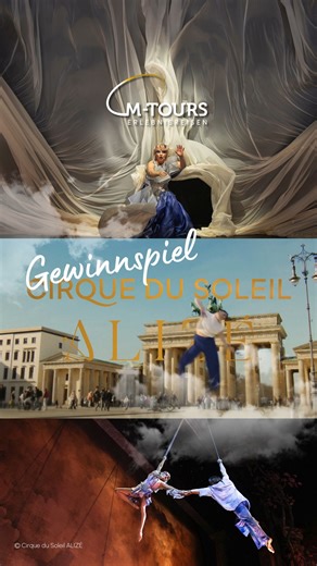 M-TOURS Erlebnisreisen on Instagram: "Magisch. Atemberaubend. Unvergesslich. ✨ Erleben Sie Cirque du Soleil ALIZÉ live und gewinnen Sie mit etwas Glück 2 Tickets inklusive 2 Übernachtungen in Berlin. 🎟️ Der Gewinn: ✔️ 2 Tickets für Cirque du Soleil ALIZÉ ✔️ 2 Übernachtungen in Berlin 👉 Jetzt teilnehmen 🔗 Link in Story ⏰ Teilnahmeschluss: 15.01.2026 Teilnahmebedingungen: https://www.m-tours.de/teilnahmebedingungen-gewinnspiel/ #gewinnspiel #cirquedusoleil #berlin #kurztrip #reisen #gewinnen #M