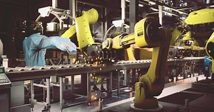 CGI Robots assembling products in a high tech manufacturing facility
