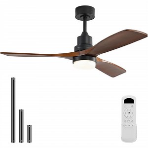 CACI Mall 52 in. Indoor/Outdoor Black Ceiling Fan Integrated LED with Light Kit and Remote Control MR-5247-BKHTM