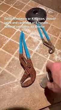 Delta Windmere or Kingston, shower valve and cartridge and handle removal set screw, oil bronze