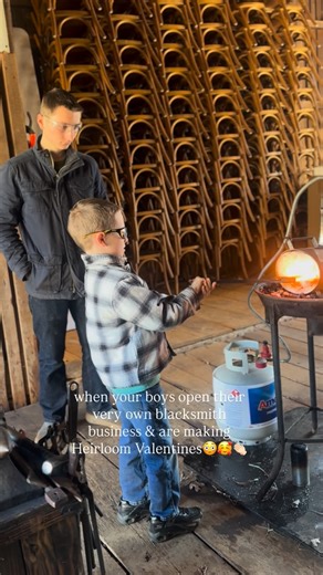 🥹say hello to our 8 yr old, Athans, the youngest Cashell to officially join our Artisan Kids Hub. 👏🏻🥰Comment "heart" to be one of the few to snag his & Lincoln's Heirloom Valentines & the very first product our sweet little guy has ever put up for sale 🫶🏻🫶🏻🥹🥹🥹 💛 and yes for all those looking for Analog Classes: our Artisan Kids Hub Blacksmith Course & Woodworking Course will be launching in 2026- visit our website in Link Bio to sign Up😘 . . . . #boymom #outdoorsmen #family #homesch