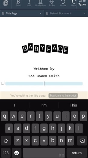 Zoë Bowen Smith on Instagram: "National Screenwriters Day feels like the perfect opportunity to introduce something I’ve been working on… BABYFACE My new feature screenplay in development 📝 More cleverness to come. Thank you @writerduet for the fantastic software."