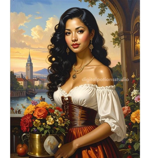 Ai-generated Woman Portrait – Printable Art, AI Art, Print Beauty Image, Colourful Floral Landscape Artwork (digital Download) - Etsy