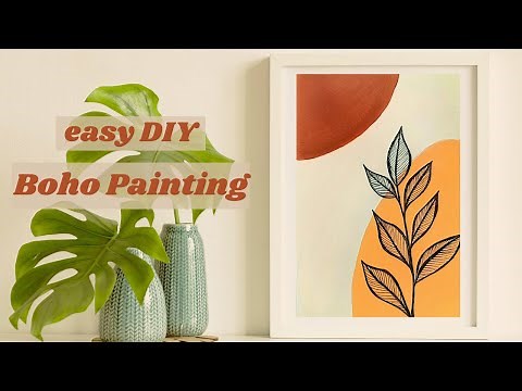 Easy DIY BOHO Painting🎨🌿 | Abstract Acrylic Painting BOHO Easy | Minimal Bohemian Wall ART #3