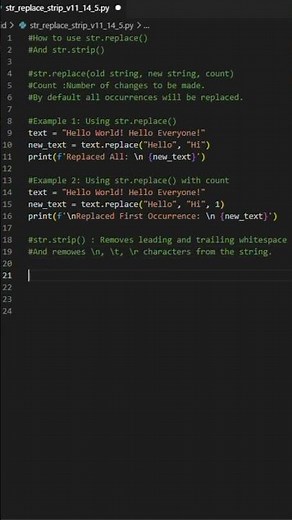 How to use .replace() and .stri()p in python #coding #python #programming #pythonforbeginners