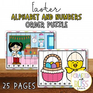 Easter Alphabet and Number Order Puzzle (Math and Literacy Center)