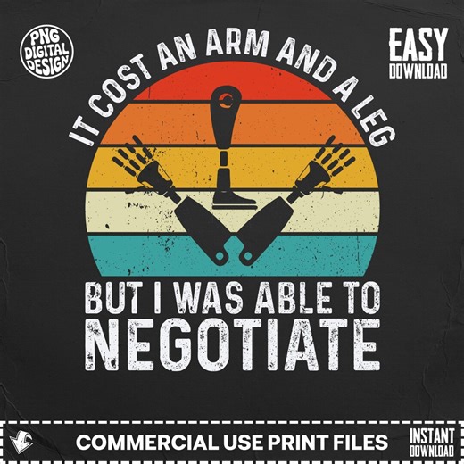 Amputee Digital Design: Prosthetic Leg Arm Humor, Retro Sunset PNG File Print - Etsy Australia