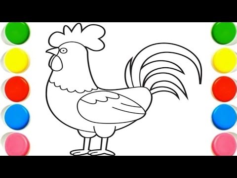 How To Draw cute Hen Drawing, Painting & Coloring For Kids and Toddlers_ Child Art 🐋🌈