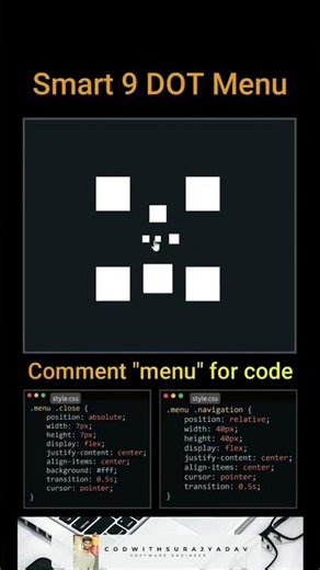 Smart 9 Dot Menu Using HTML CSS JavaScript | Awesome UI Menu 🔥