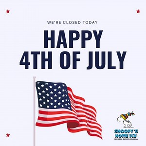 We’re closed today for the 4th of July, but have a lot of great events on the calendar! We resume normal business hours Wednesday, July 5th. See you on the ice! ⛸️ | Snoopy's Home Ice