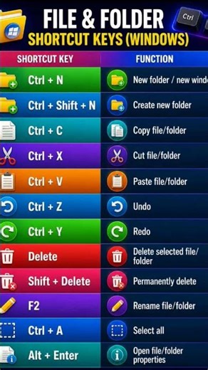 File & Folder Shortcut Keys in Windows | Computer Keyboard Shortcuts | Windows Tips #shorts