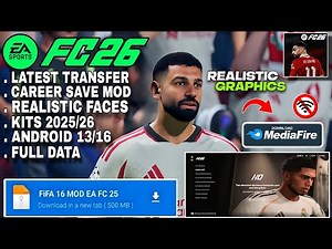 SAVE WORK! FIFA 16 MOD EA FC 26 Android Offline Career Mode + All Tournaments Similar To PS5 (V19)