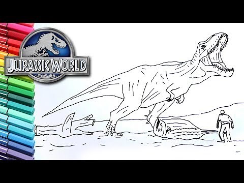 Jurassic World Fallen Kingdom Drawing and Coloring Dinosaur | Trex Dinosaur Color Pages for Children