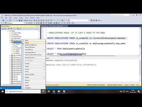 91.NON CLUSTERED INDEX IN INDEXES ON SQL - HINDI