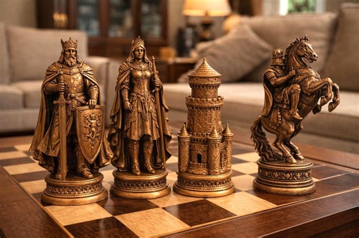 Medieval Decorative Figures High Resolution – High-quality Resin PLA Chess – Knight, King, Rook – Bronze Copper, White & Black Chess - SA4 - Etsy