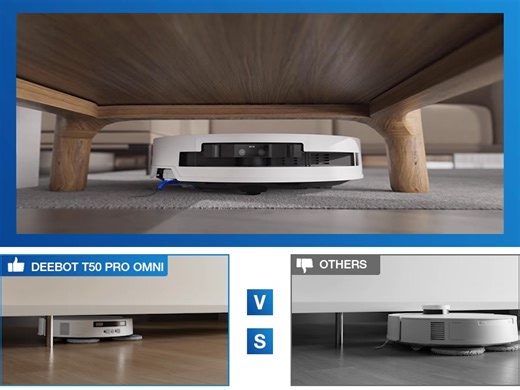 Découvrez le ECOVACS T50 PRO OMNI: Étonnamment fin, Extrêmement puissant. Profitez de -10 % du 20 au 31 mars !✨ Corps ultra-fin de 81 mm: Nettoie là où les autres ne peuvent pas Technologie TruEdge 2.0: 100 % de couverture des bords et coins Brosse anti-enchevêtrement ZeroTangle 2.0, certifiée par TÜV Puissance d'aspiration de 15 000 Pa: haute Performance d'aspiration et de nettoyage | Ecovacs | Facebook