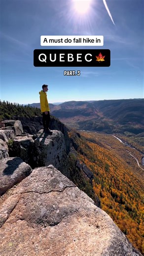 My favourite fall hike in Quebec 🍁 The Acropole des Draveurs trail, nestled in Hautes-Gorges-de-la-Rivière-Malbaie National Park, is one of the best hikes in Charlevoix, Quebec. It has breathtaking panoramic views of the park’s vibrant fall foliage and the Malbaie River that runs through the park. SAVE THIS FOR LATER ⬇️ 📍 Acropole des Draveurs 🚙 2hr drive from Quebec City 🥾 10.5km round trip (out & back) 🔝 Elevation Gain: 875 metres ⏱️ Completion Time: 5hr (approx) 🥵 Difficulty Level: Hard