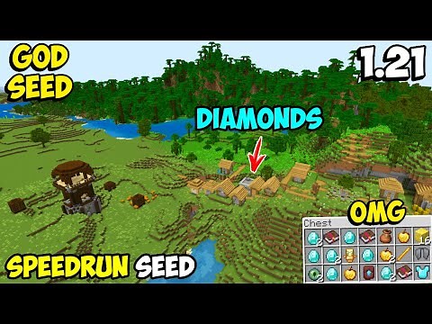 Speedrun [God Seed] for Minecraft Bedrock & PE 1.21 | Diamonds Jungle Village & Stronghold at Spawn