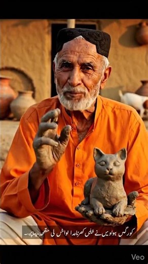 Title (English):Cute Handmade Clay Cat in a Village