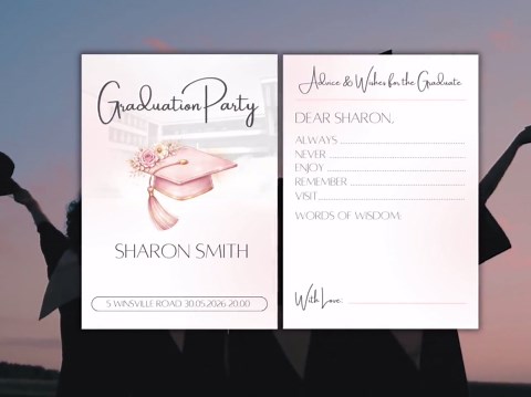 Graduation Invitation & Advice Card | Editable Canva Template | Minimal | 5x7 Printable - Etsy