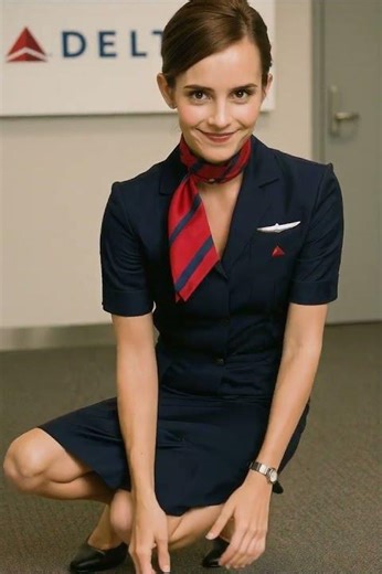 Emma Watson as Delta Flight Attendant #emmawatson #harrypotteractor #delta #flightattendant
