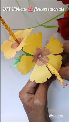 How to make a hibiscus flower 🌺 DIY hibiscus paper flower tutorial ♥️ ✨️ 🌼 #diy #art #diyflower