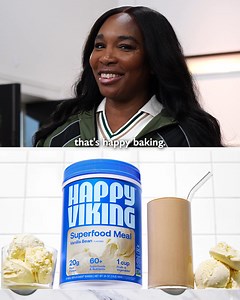 When I was diagnosed with an autoimmune disease, plant-based superfoods helped to turn my life around, and a basic strawberry smoothie became so much more with Happy Viking. With Happy Viking I get all the amazing flavor from strawberries with added benefits:  20g of complete protein 復 60+ superfoods, vitamins and minerals  1 cup of fruit and veggie phytonutrients 裂 Probiotics & prebiotic fiber 拾 DHA-Omega 3s, all 9 amino acids, BCAAs, and more. | Venus Williams | Facebook