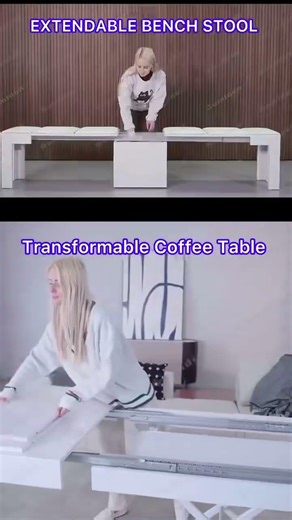 Transformable Coffee Table and Extendable Bench Stool