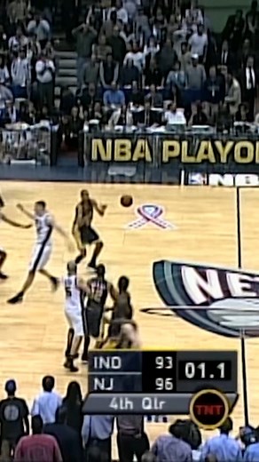 May 2, 2002 | First Round, Pacers-Nets: With the series tied 2-2, Reggie Miller banked in an impossible 3-pointer AT THE BUZZER to send Game 5 to overtime 🤯 #1 seed Nets went on to win the game in double OT. | NBA