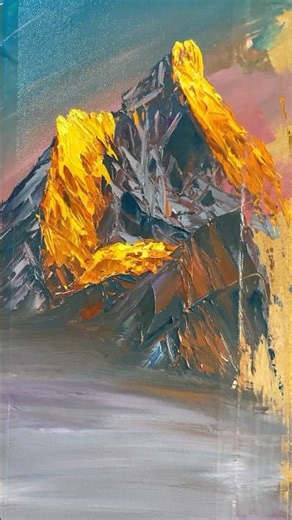Awesome sunrise mountain painting! #art #bobross