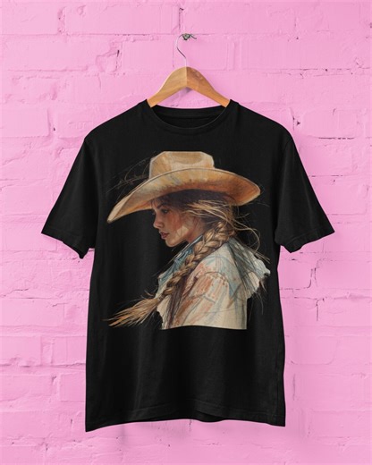 Boho Cowgirl Portrait T-shirt | Western Cowgirl Graphic Tee - Etsy