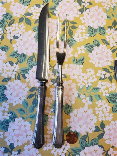Vintage 1923 Oneida Community Tudor Plate 2-piece Steak Carving Set - Algonquin Baronet Pattern - Silverplate Handles, Stainless Steel Blade - Etsy