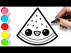 HOW TO DRAW A WATERMELON - Step by step easy drawings for beginners