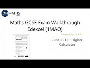 2016 Edexcel Maths GCSE Predicted Paper for Higher Paper 2 Calculator Exam 1MAO/2H