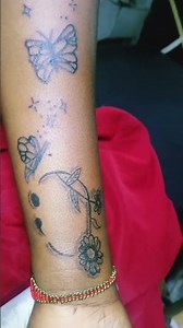 sunflower , butterflies and semi colon Tattoo #icebrowntattoos#youngboyneverbrokeagain #thika #