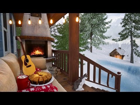 Cozy Winter Porch Ambience 🔥 Relaxing Fireplace & Snow Falling Vibes | 4K (No AI)