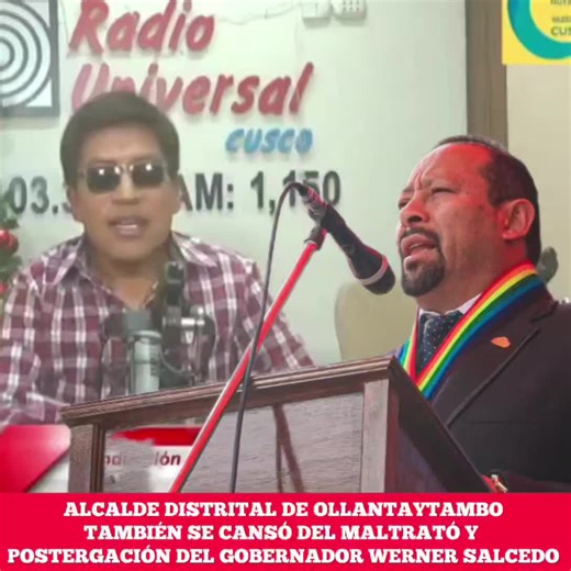 CCB Noticias on Instagram: "A Werner Salcedo no le importa un comino Ollantaytambo. Así denuncia alcalde distrital. Siguiente alcalde en rebelarse contra el Gobernador Regional del Cusco, Werner Salcedo, es el alcalde distrital de Ollantambo Paul Palma Herrera. Mediante un mensaje vía WhatsApp le expresó su indignación por postergar al distrito inca viviente. Le dice a Salcedo que no cumplió con su palabra, absolutamente en nada. Ni siquiera hizo el intento. Confiesa que es una decepción total y