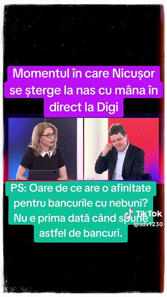 Nicușor își șterge nasul în direct la Digi
