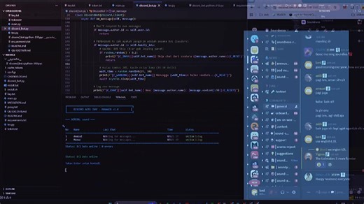 Journal About Me. Setelah kemaren kita buat auto browser management dan dc t*ken gr*pper maka di video ini adalah auto chat di dc, bukan hanya 1 namun bisa multi acc yang dimana akan lebih memudahkan pengguna dengan interface yang gampang dipahami. divideo itu adalah bentuk dasarnya dan saya sudah mengembangkan lebih jauh lagi (tidak ku publikasikan). #python #coding #vibecoding