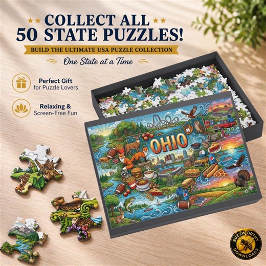 Ohio Jigsaw Puzzle, State Icons Scenic Illustration, 50 States Collection Puzzle, USA Travel Gift, 1000 Piece Adult Puzzle, Puzzle Lovers - Etsy