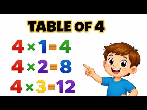 Table of 4 | 4 Table Song | Learn Multiplication Table of 4 with Music