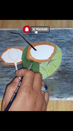 The Most Satisfying Way to Paint a Coconut! 🥥✨ #painting #acrylicpainting #art