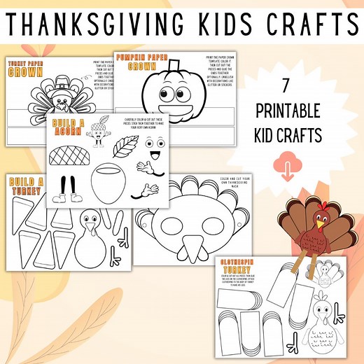 Printable Thanksgiving Crafts for Kids | Thanksgiving Printable | Thanksgiving Craft Download - Etsy